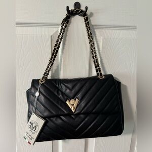 Valentino Orlandi handbag- black and gold hardware-new with tags